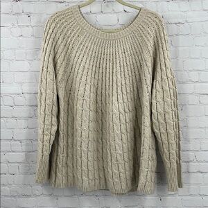 Cozy Beige Cable Knit Sweater Lane Bryant 22/24 Plus Size Cozy Warm Winter